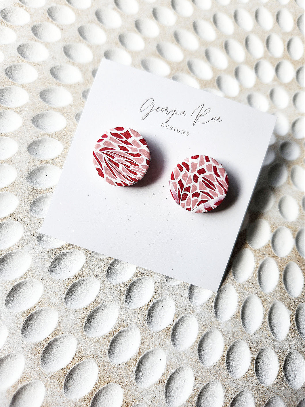 Round Studs - Pink & Red