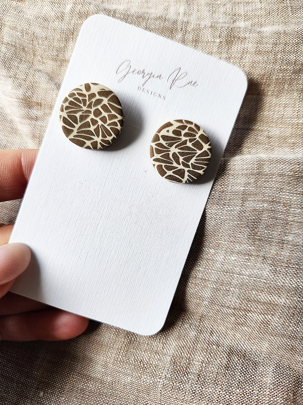 Round Studs - Brown Leopard