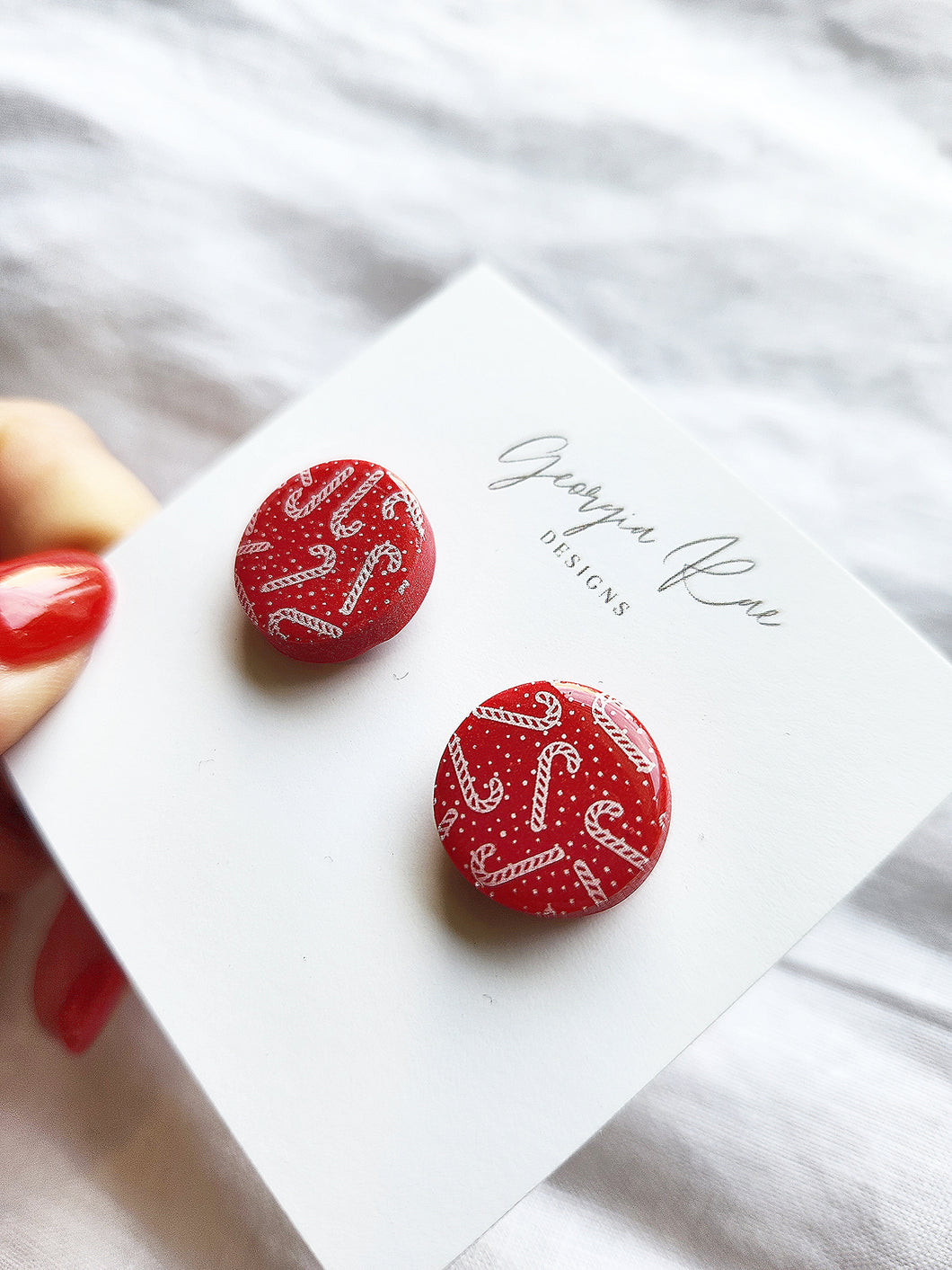 STUDS- Candy Cane Resin