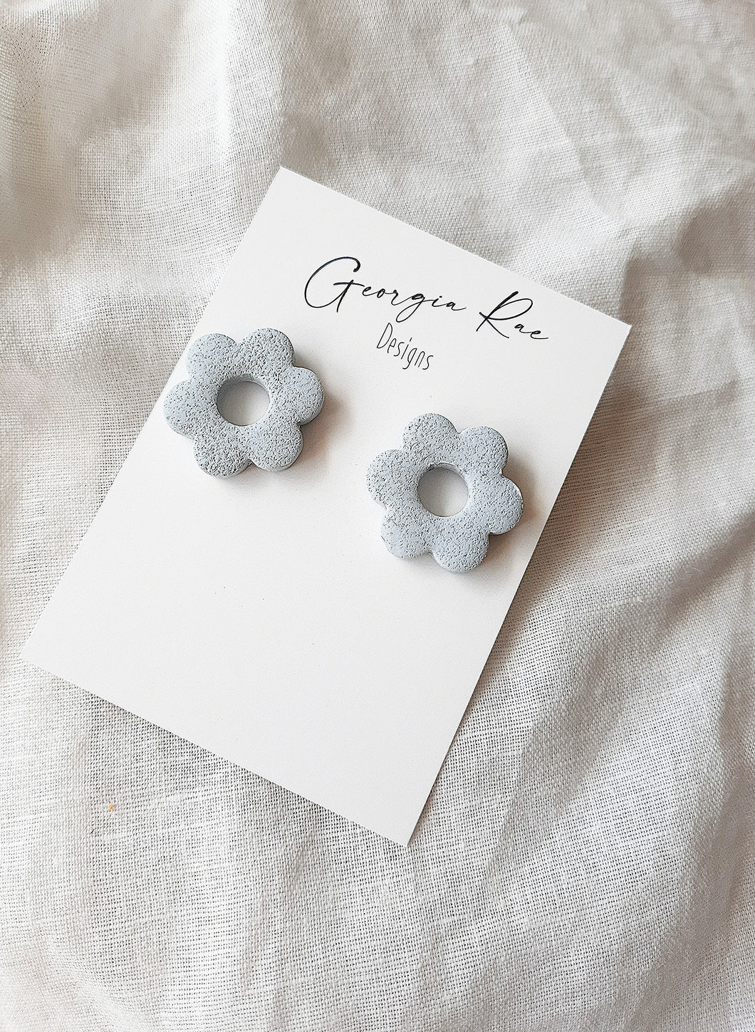 Pale Blue Textured Flower Studs